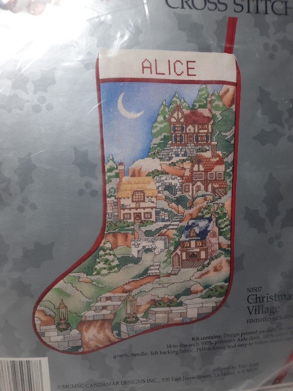 Candamar Something Special Counted Cross Stitch Stocking Kit Christmas Village